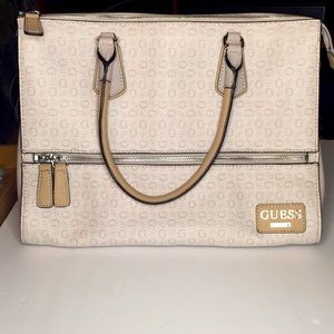 NWOT cream and tan tote with pale leopard inside